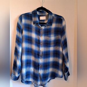 Blue Plaid Lucky BrandWomen's Shirt Size Med